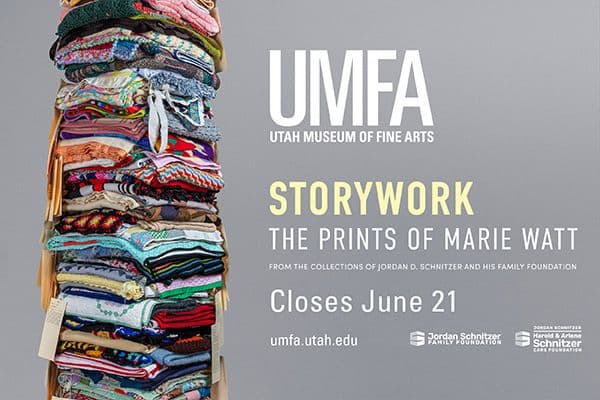 Display ad for Utah Museum of Fine Arts: Storywork - The prints of Marie Watt