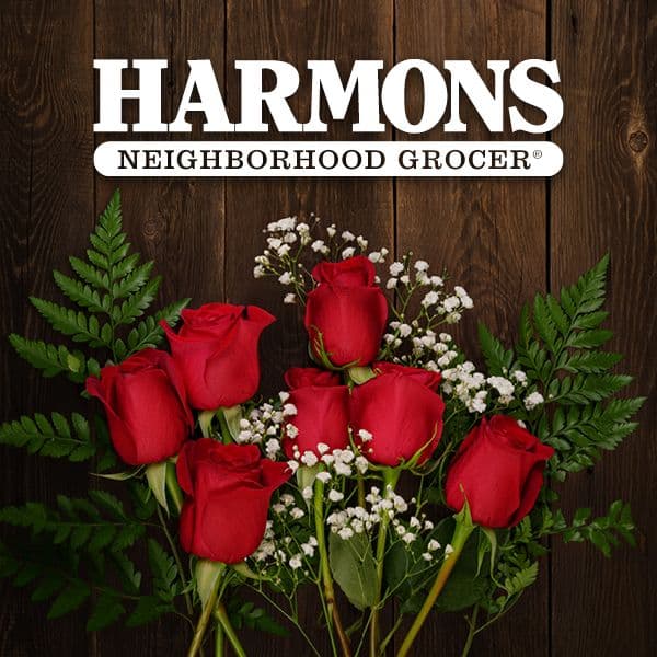 Harmons Neighborhood Grocer display ad with a bouquet of roses.